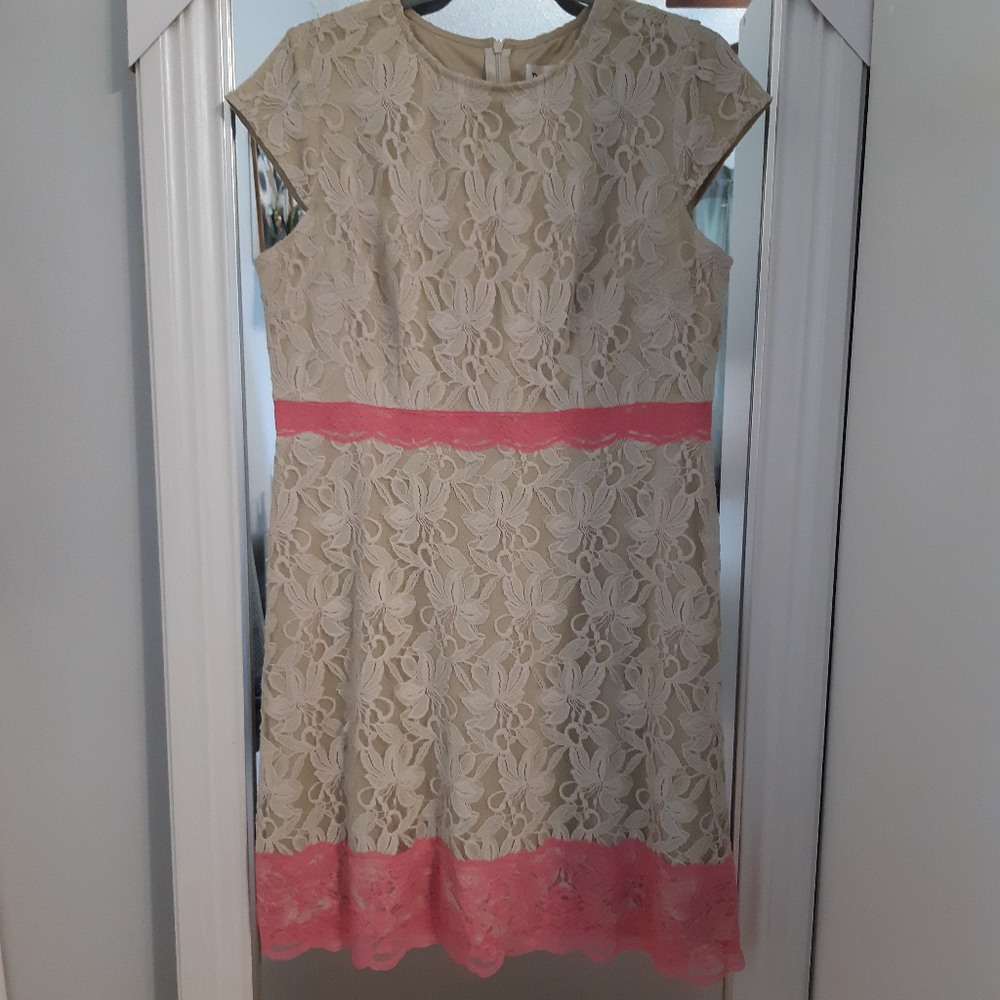 Danny & Nicole Pink and Nude Lace Dress